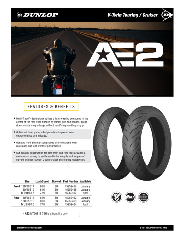 Dunlop AE2 Bias Tires - American Elite 2